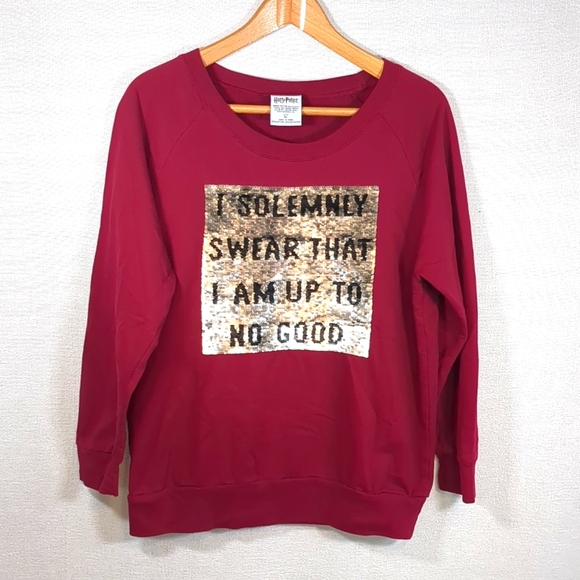 Harry Potter Junior Size XL Spangled Flip Scoop Neck Lightweight Sweatshirt - Picture 1 of 9